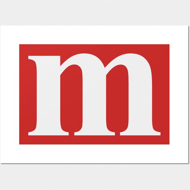 Letter M Lower Case m Alphabet gift for boys & girls Wall Art by NaniMc